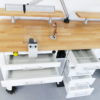 Freuding Dentalmöbel zweier Arbeitstisch weiß mit Waldmann W Leuchten, Bords und Absaugung 6604 – Bild 3