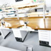 Freuding Dentalmöbel zweier Arbeitstisch mit Langner Leuchten und Absaugungen 8100