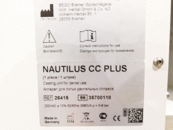 Bego Nautilus CC plus Vakuum-Druck-Gießgerät + Druckluftspeicher + Schrank + Zubehör 8166 – Bild 10