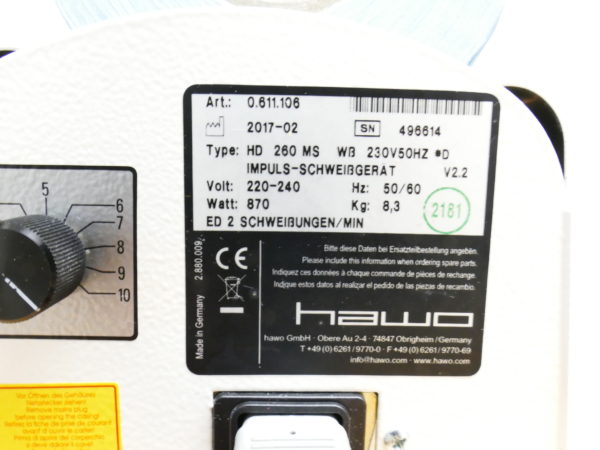 Hawo HD 260 MS Folienschweißgerät Foliensiegelgerät mit Folien 8211 – Bild 3