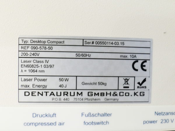 Laser von Dentaurum Typ Desktop compact mit Zubehör 8282 – Bild 4