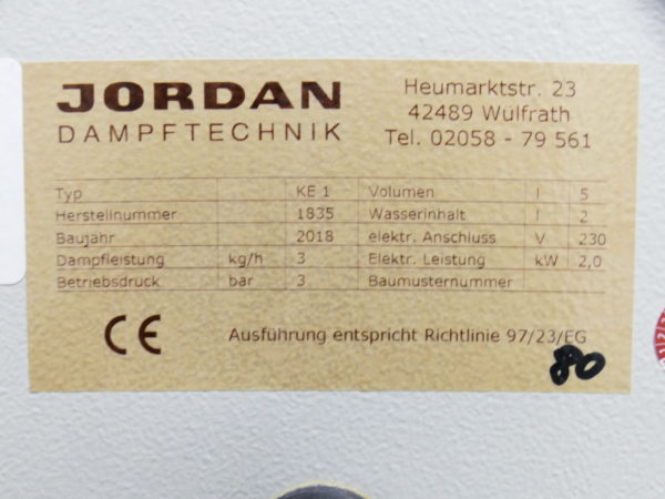 Jordan KE1 Dampfstrahler / automatische Befüllung 8357 – Bild 7