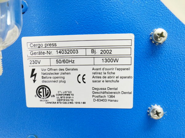 DEGUSSA Keramikpressofen Typ Cergo press 8424 – Bild 3
