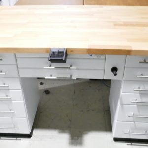 Dentalmöbel 155 cm Labor Möbel Arbeitstisch weiß mit Luftanschluß 8698