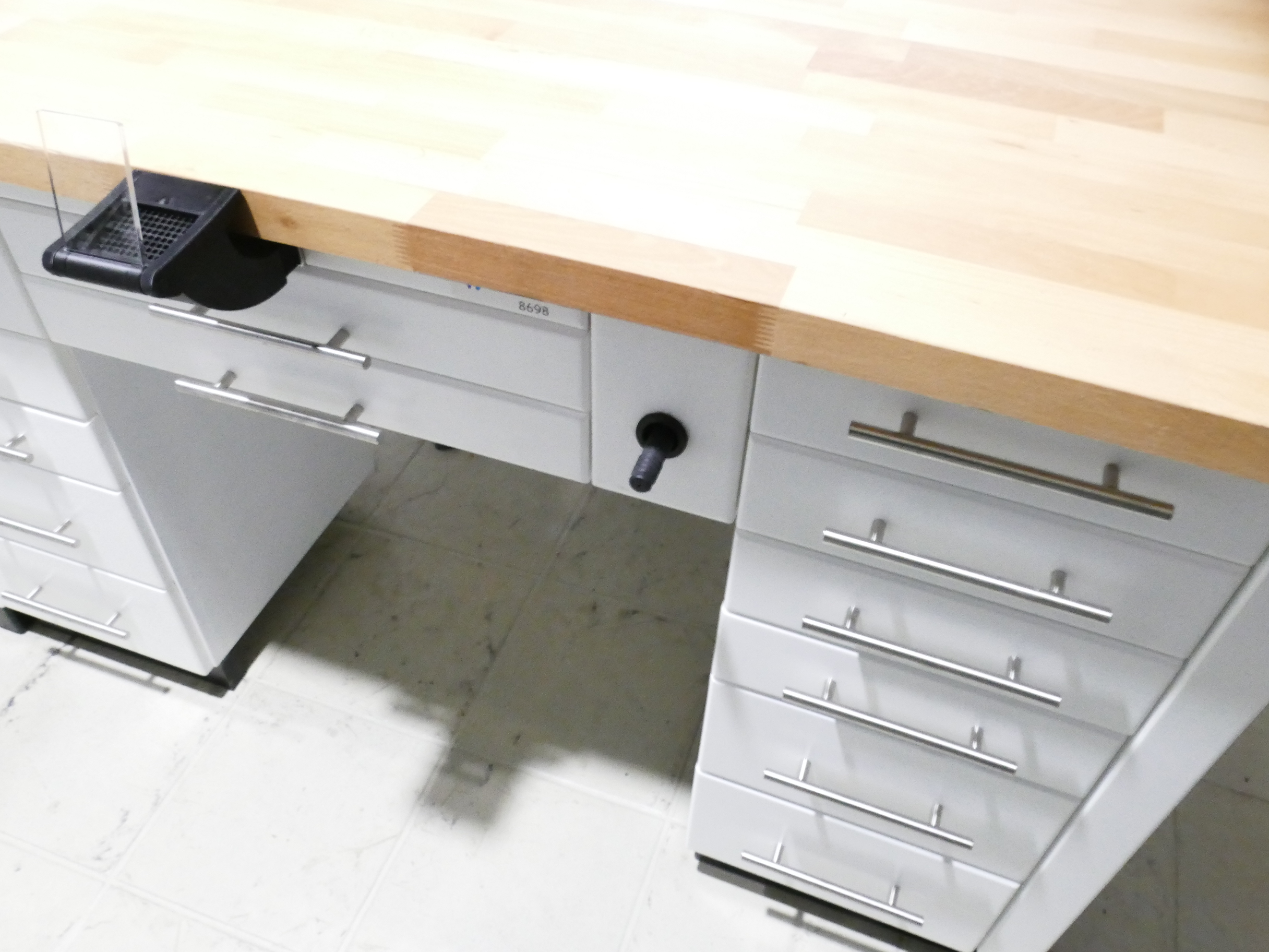 Dentalmöbel 155 cm Labor Möbel Arbeitstisch weiß mit Luftanschluß 8698 – Bild 4