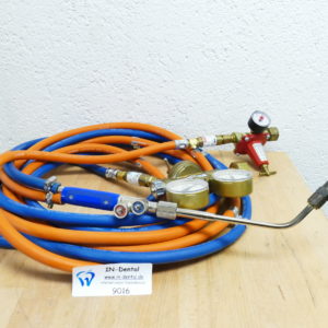 Griffstück für offene Flamme mit Schlauchset Propan + Sauerstoff mit Druckminderer 9016